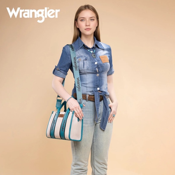 Wrangler Color Block Tote/Crossbody Turquoise - Picture 2 of 5